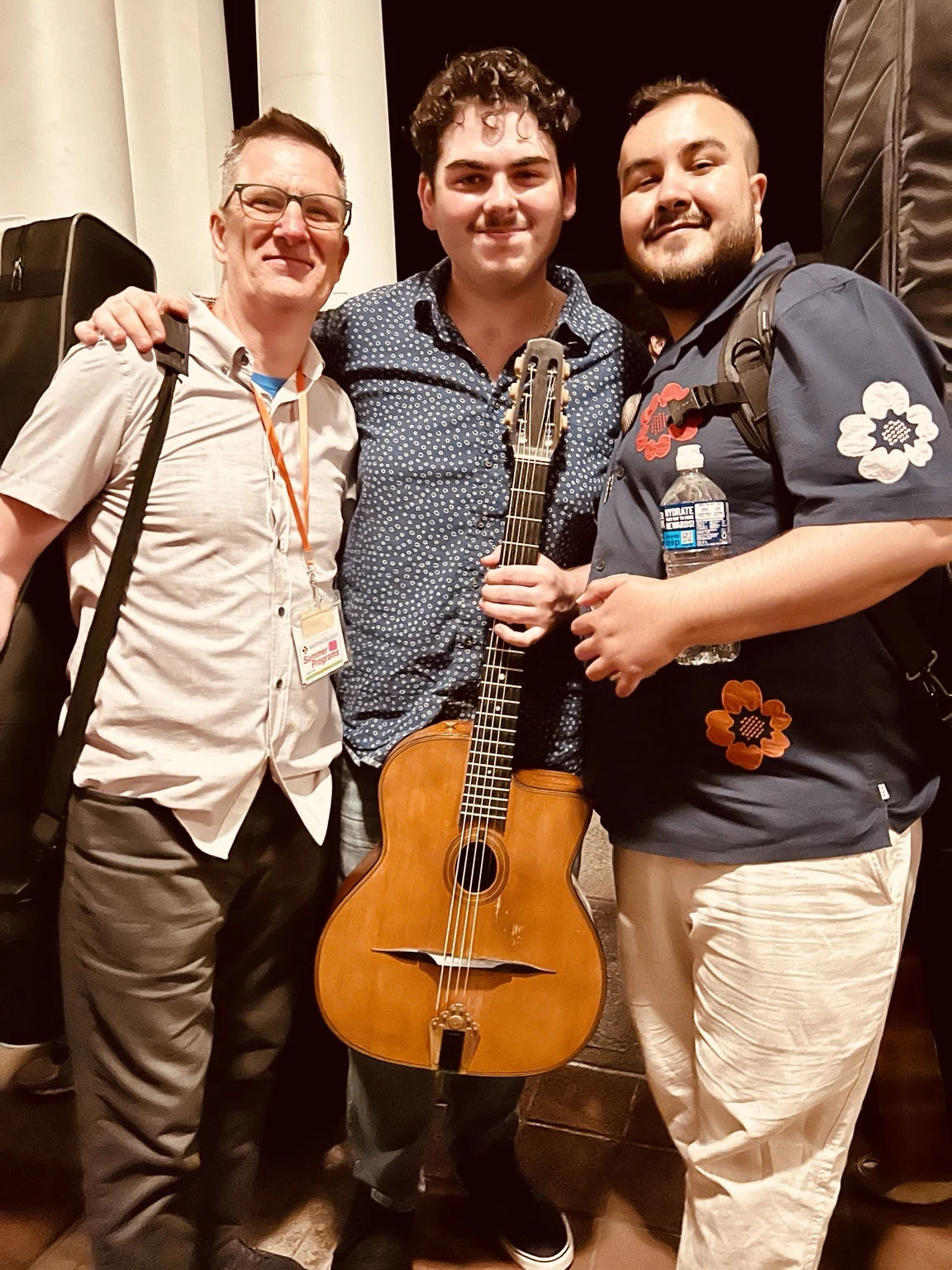 Mark Gillard with Sam Farthing and Sammy Arefin at Django in June